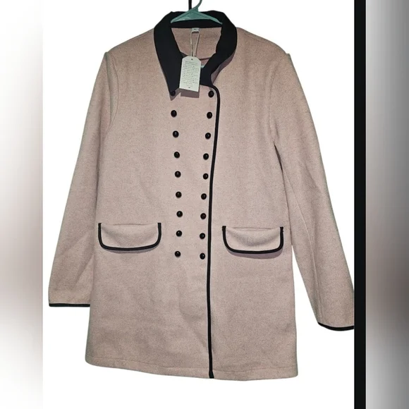 Vintage Inspired NWT Women's Blush Double-Breasted Coat XL PTP 21 - Picture 2 of 3